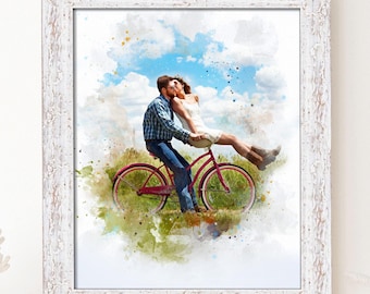 Custom Portrait From Photo, Digital Art Painting from Photo, Couple Portrait on Canvas, Printed on Canvas Ready to Hang