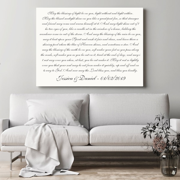 Large wall canvas, Any text canvas, Custom poem canvas, Lyrics canvas print, Personalized words canvas, Wedding song canvas, Ready to hang