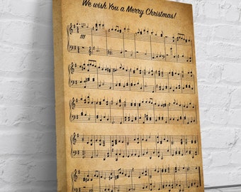 We Wish You a Merry Christmas Song Music Sheet Canvas Print, Christmas Song Wall Art, Christmas Gift Idea, Christmas Decor, Song Notes Art
