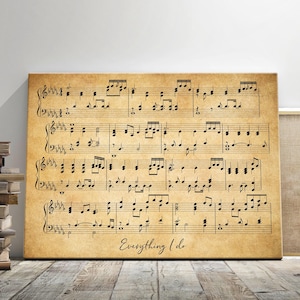 Toile de chanson de mariage personnalisée - Impression d'art mural partitions personnalisées