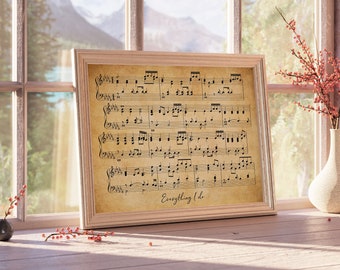 Personalized Song Notes Printed on Canvas, Personalized Anniversary Gift, Couples Gift, 1st Anniversary Gift, Mother's day gifts, Music Art