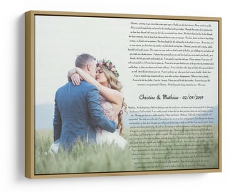 Anniversary Gift Framed Canvas, Anniversary gift for her, Anniversary gift for  wife, Photo on canvas, Vows and canvas, Wedding Anniversary