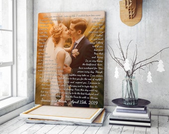 Wedding photo with song lyrics, Personalized picture with wedding song, Wedding photo canvas, Wedding song art, Wedding song gift