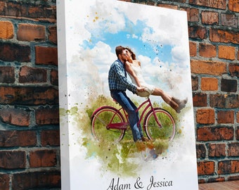 Watercolor Portrait Print: Custom Photo Art - Canvas or Paper