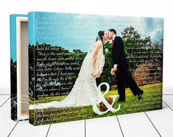 Wedding Song Lyrics, Photo Canvas Print, Lyrics on canvas,  Framed lyrics canvas, Personalized lyrics, Photo with lyrics, Personalized art