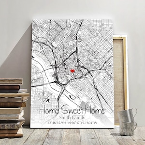 Personalised Home Coordinates Map, Home location map, Home Purchase gift, Fist Home Buyer, Your home address map to canvas, Realtor Gift