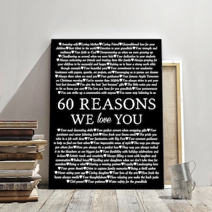 60th BIRTHDAY GIFT, Canvas print gift, Birthday gift for mother or father, Personalized Art Gift, Birthday gift custom made with your text