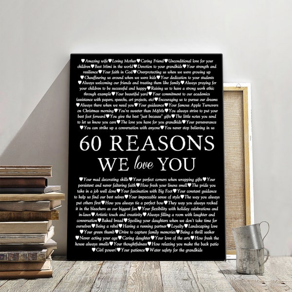 Personalized 60th Birthday Canvas Print - 60th Milestone - Custom Text Art