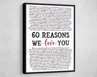 Personalized 60th birthday gift for Husband, 60th Birthday Gift, Gift for Women, Gift for Husband, Birthday Gift, Reasons why We Love You