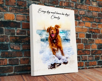 Watercolor portrait from photo, Dog photo portrait, Watercolor painting, Dog owner gift, Christmas gift, Dog Art, Digital Art Print