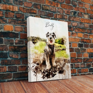 Custom Pet Portrait from Photo Framed Canvas Print