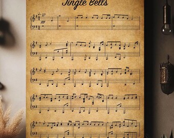Jingle Bells Song Music Sheet Print, Jingle Bells Canvas Print/FramedPrint, Christmas Gift Idea, Christmas Decor Art, Song Notes Canvas