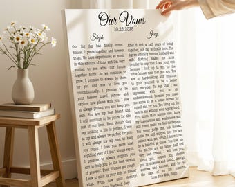 Wedding Vows Wall Art: Custom Canvas Prints (Framed or Unframed)
