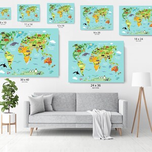 Animal World Map Canvas for Kids: Large Boy's Room Wall Art image 9