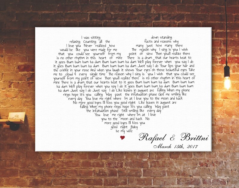 Personalized Song Lyrics Personalized Canvas Print Ready to Etsy