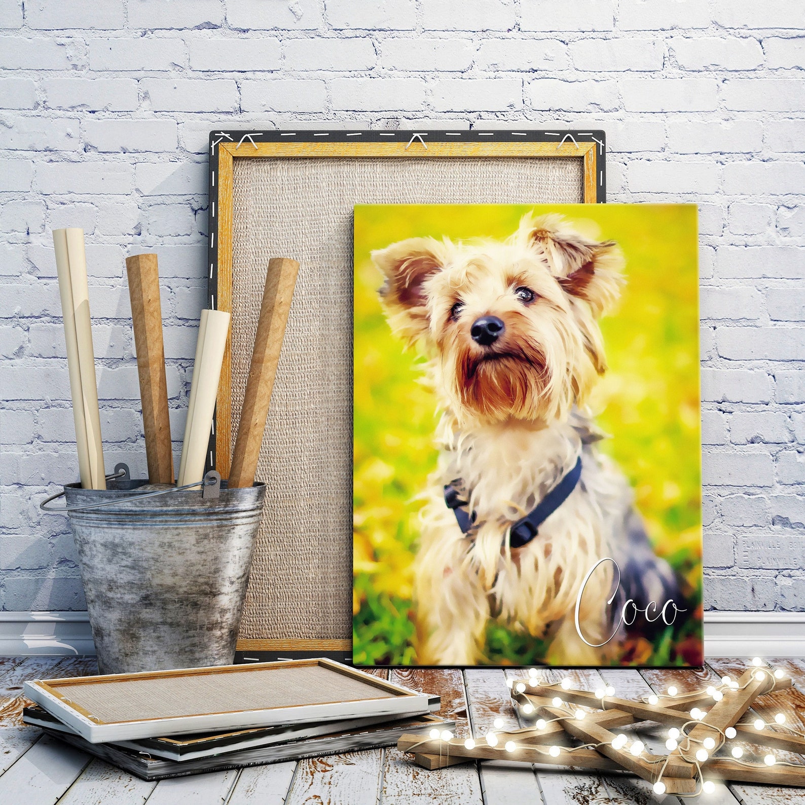 Dog Photo Portrait Oil Effect Canvas Print Dog Painting Etsy