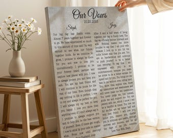 Wedding Vows Canvas Print: Personalized Text - Multiple Sizes & Frames