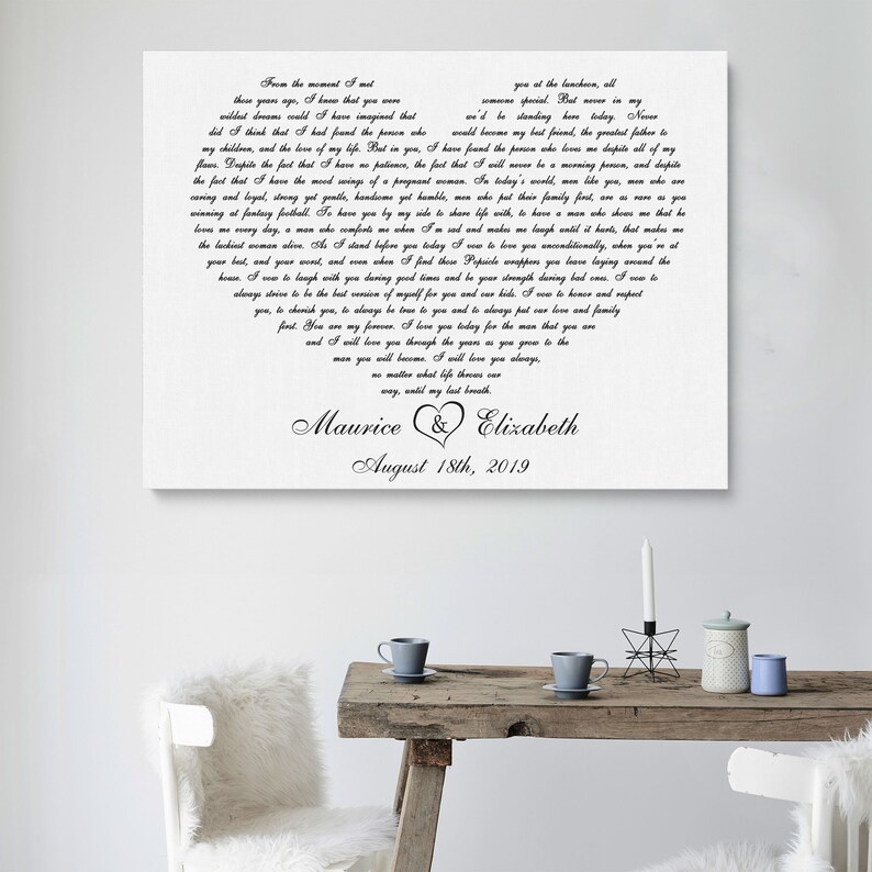 Custom Song Lyrics Art Canvas Print Lyrics Heart Shaped Art Etsy