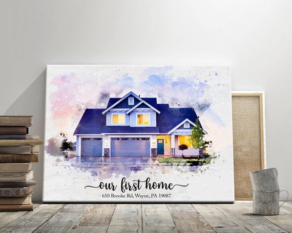 Custom Watercolor House Portrait Painting From Photo Housewarming Gifts  DIGITAL Watercolor Print Housewarming Gifts New Home Gifts 