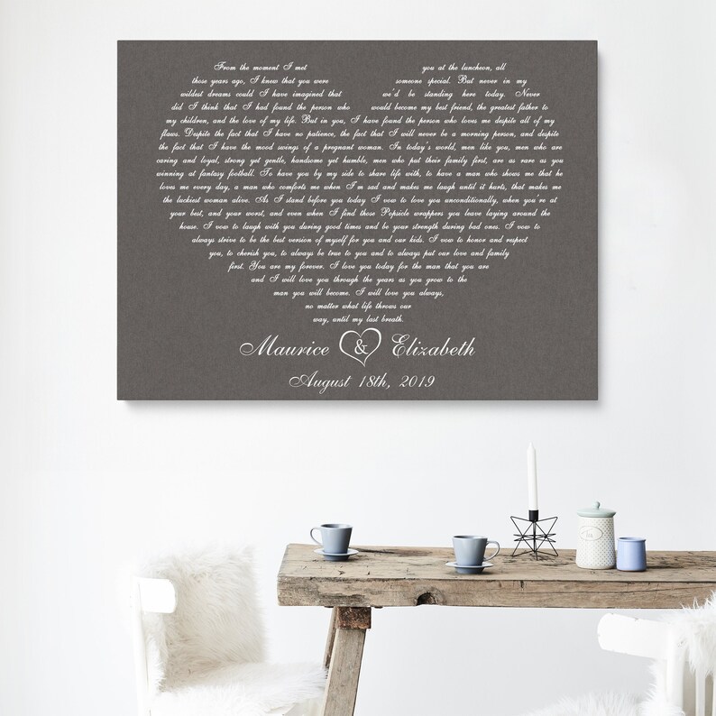 Custom Song Lyrics Art Canvas Print Lyrics Heart Shaped Art Etsy