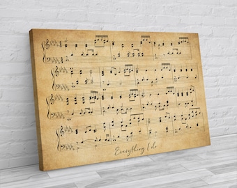 Your Song Music Sheet on Canvas, Any Song Notes on Canvas, Wedding Gift, Anniversary Gift, Present for Husband, First Dance Notes on Canvas