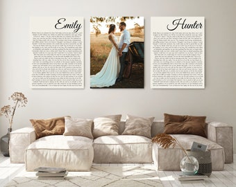 Custom Vows Signs, 3 Custom Canvas Signs, Your Printed Vows, Framed Canvases, Master Bedroom Signs, Wedding Gift, Anniversary gift signs