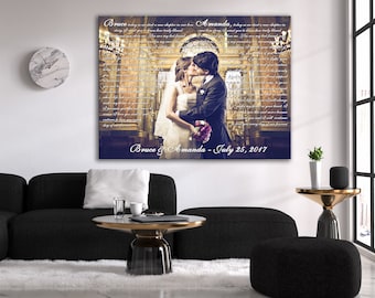 Custom Anniversary Gift, Anniversary day gift, First Dance Lyrics, Picture and song lyrics, Picture with Wedding Vows, Husband Gift Canvas