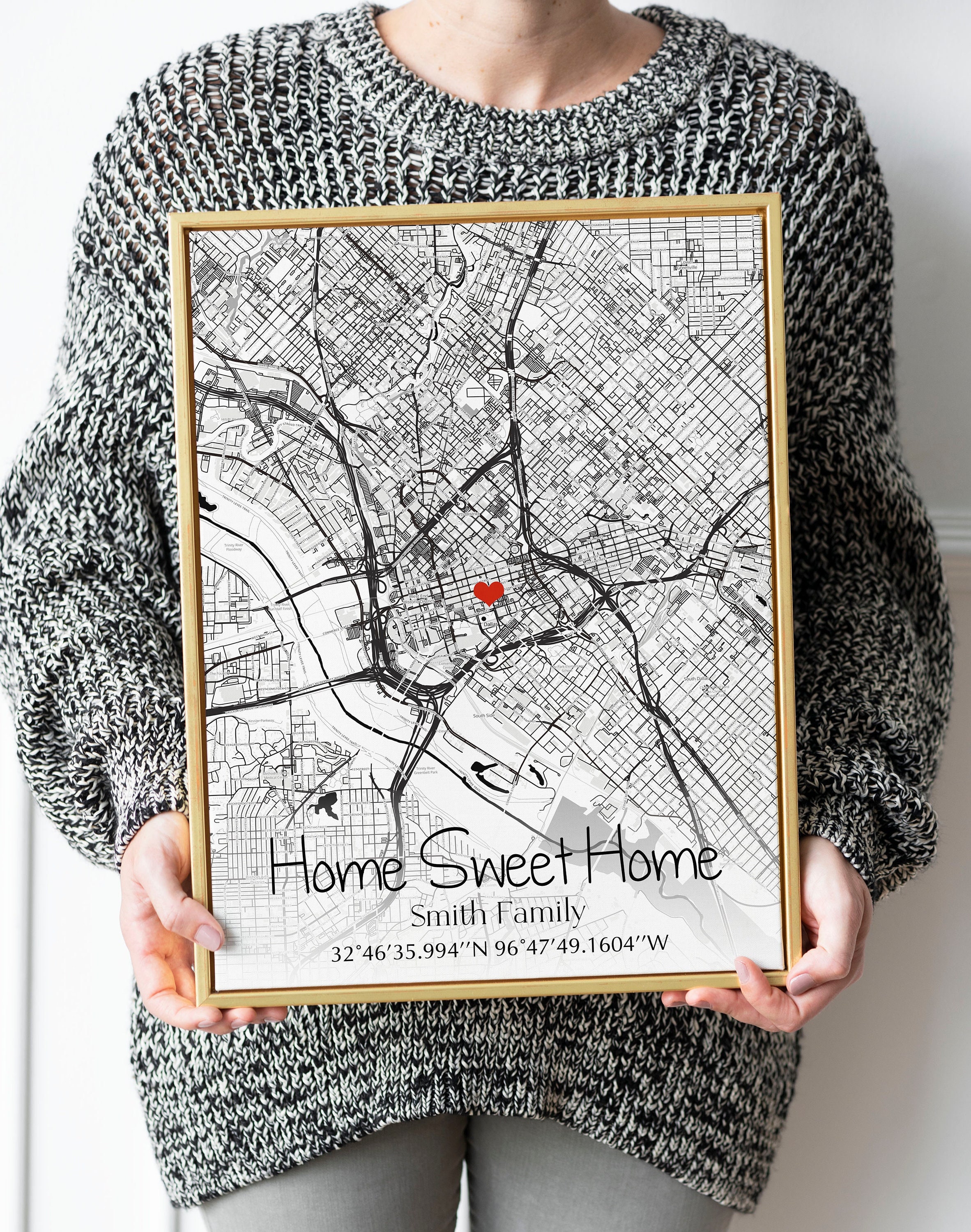 Custom House Map Canvas: First Home Location With Names and Coordinates ...