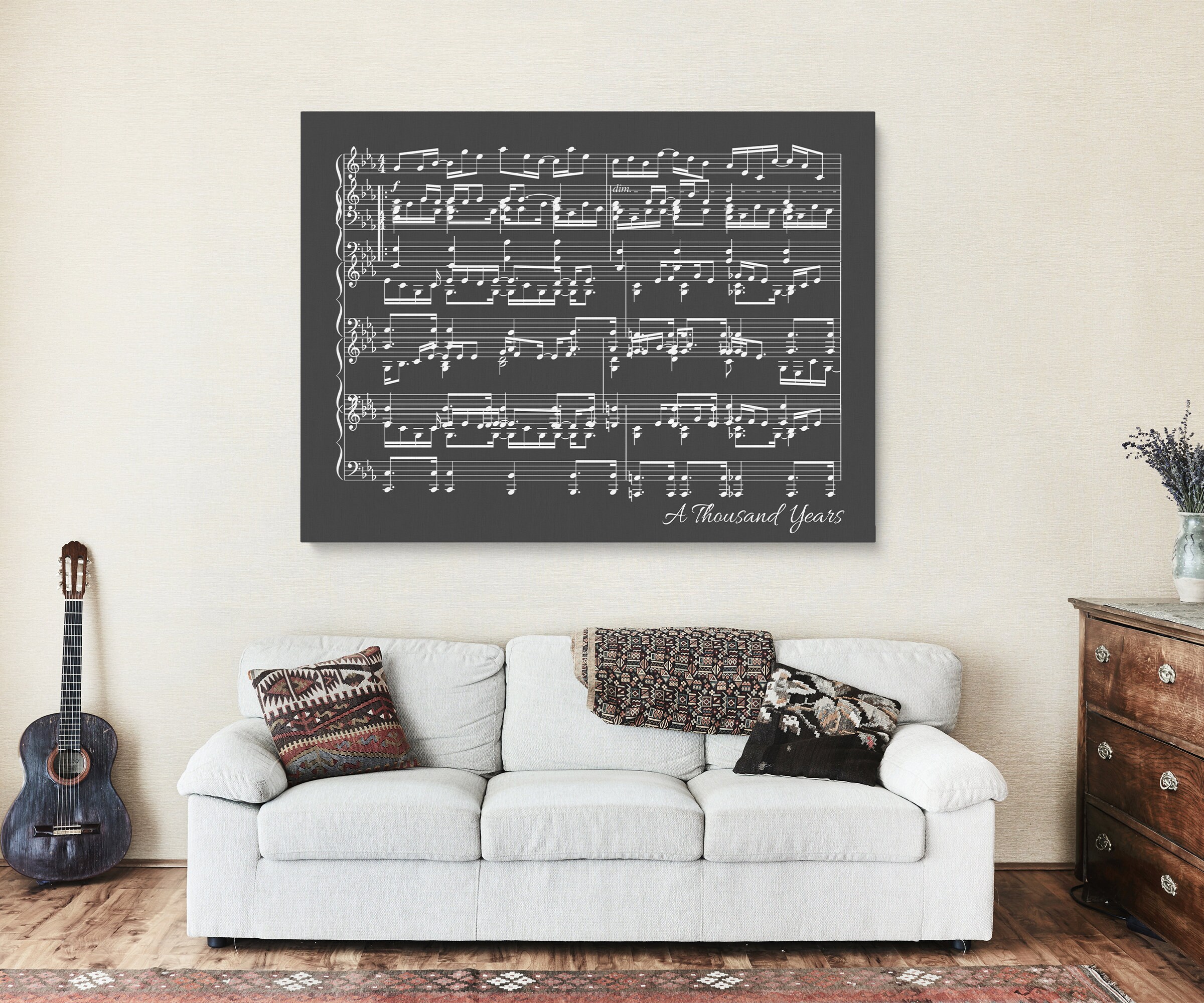 Personalized Song Music Notes Canvas, Cotton Anniversary Gift, Custom ...