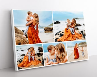 Photo Collage Framed Canvas Print, Any photos to canvas, Wall decor canvas, Ready to hang, Custom photos to canvas,