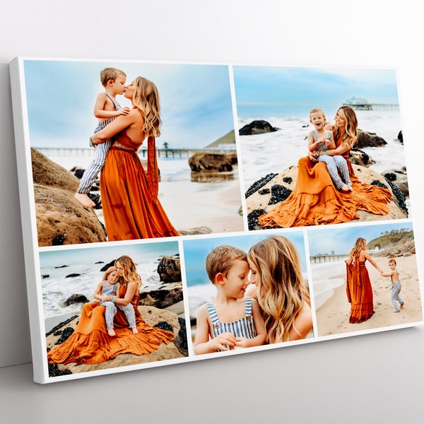 Photo Collage Framed Canvas Print, Any photos to canvas, Wall decor canvas, Ready to hang, Custom photos to canvas,