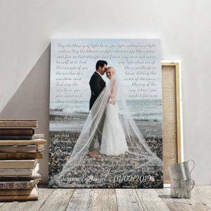 Wife Anniversary gift, Gift for wife, Wedding photo and text, Wedding song canvas, Custom lyrics print, Personalized lyrics art, Song print image 7