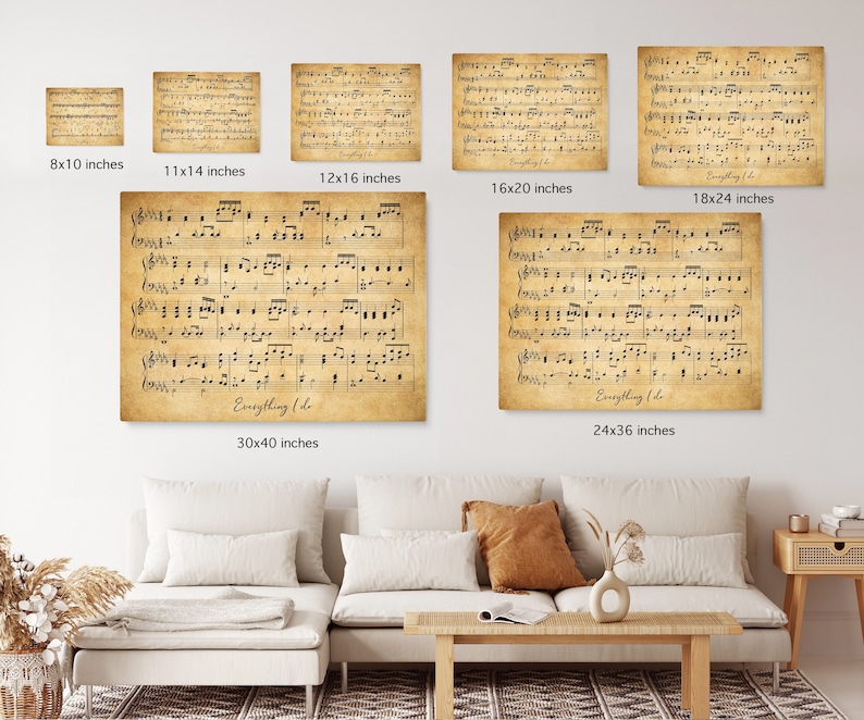 Your Wedding Song, Custom Sheet Music Wall Art, Anniversary Gift, Gift for Men, Husband Anniversary, Custom Canvas Print, Ready to Hang image 8