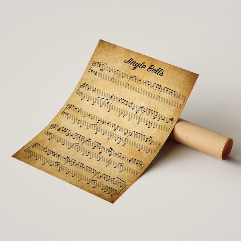 Jingle Bells Song Music Sheet Print, Jingle Bells Canvas Print