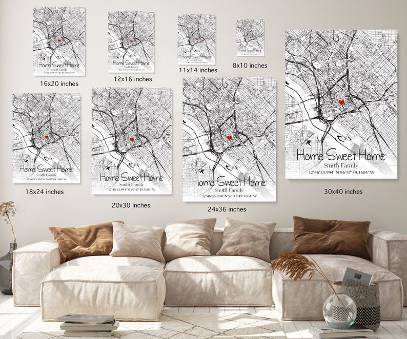 Custom House Map Canvas: First Home Location With Names and Coordinates ...