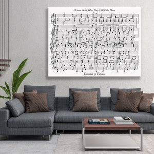 Cotton Anniversary Gift, Song Music Wall Art, Sheet Music Canvas, Wedding Anniversary Gift, Gift For Her, Gift For Him, Custom Anniversary image 1