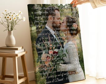 Custom Wedding Photo & Song Lyrics Canvas Print – Personalized Anniversary Gift for Couple, Wrapped Wall Art, Ready to Hang