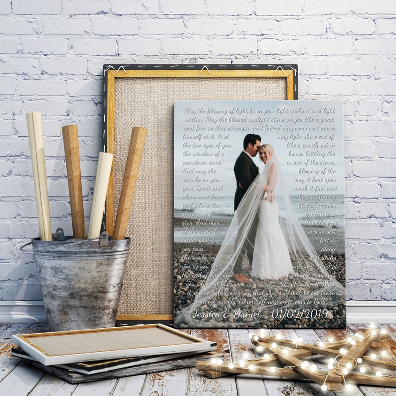 Wife Anniversary gift, Gift for wife, Wedding photo and text, Wedding song canvas, Custom lyrics print, Personalized lyrics art, Song print image 4