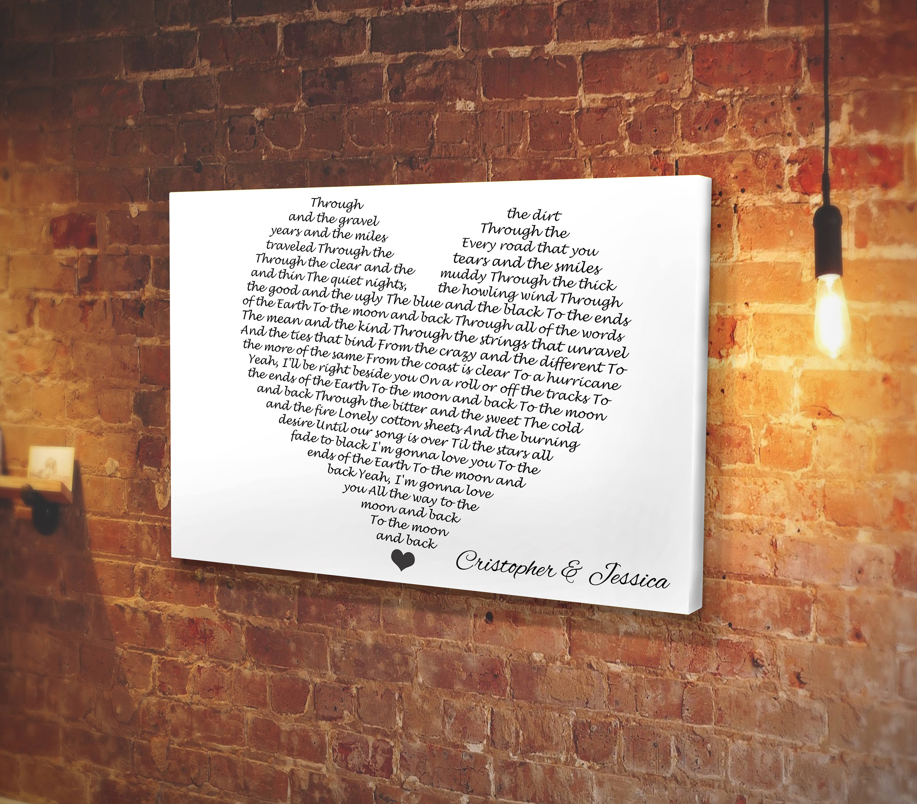 Song Lyrics Canvas Lyrics canvas print Heart shaped first Etsy