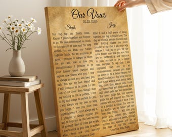 Personalized Wedding Vows Canvas Print (Framed or Unframed, Multiple Sizes)