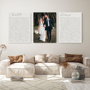 Lienzos personalizados con votos matrimoniales: juego de 3 con foto