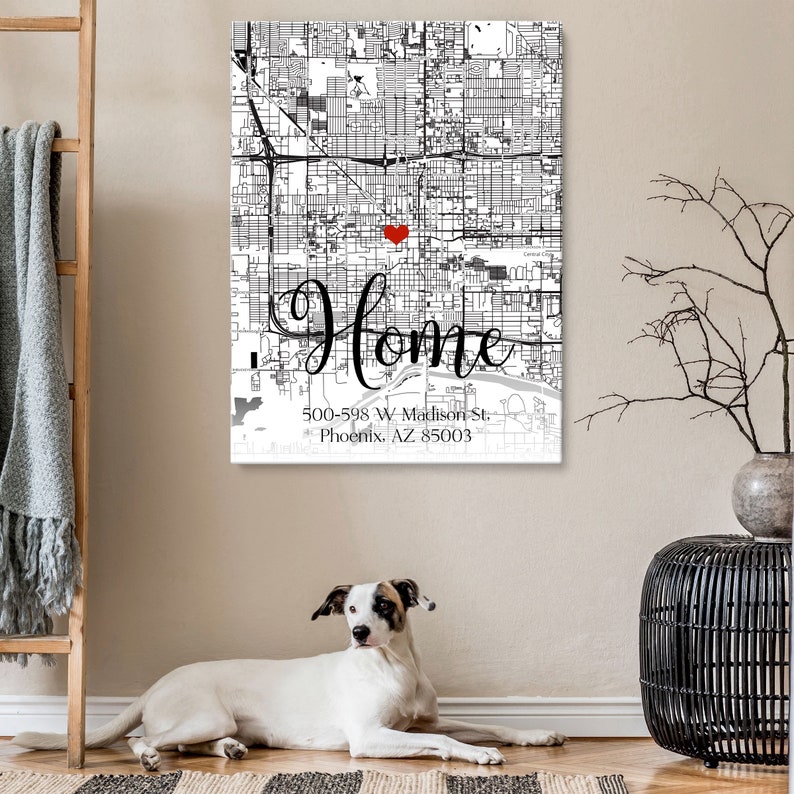 Custom Address to Canvas Home Map Canvas Print Large Wall on Etsy