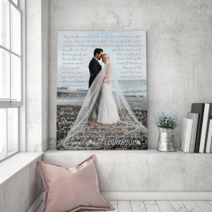 Wife Anniversary gift, Gift for wife, Wedding photo and text, Wedding song canvas, Custom lyrics print, Personalized lyrics art, Song print image 5