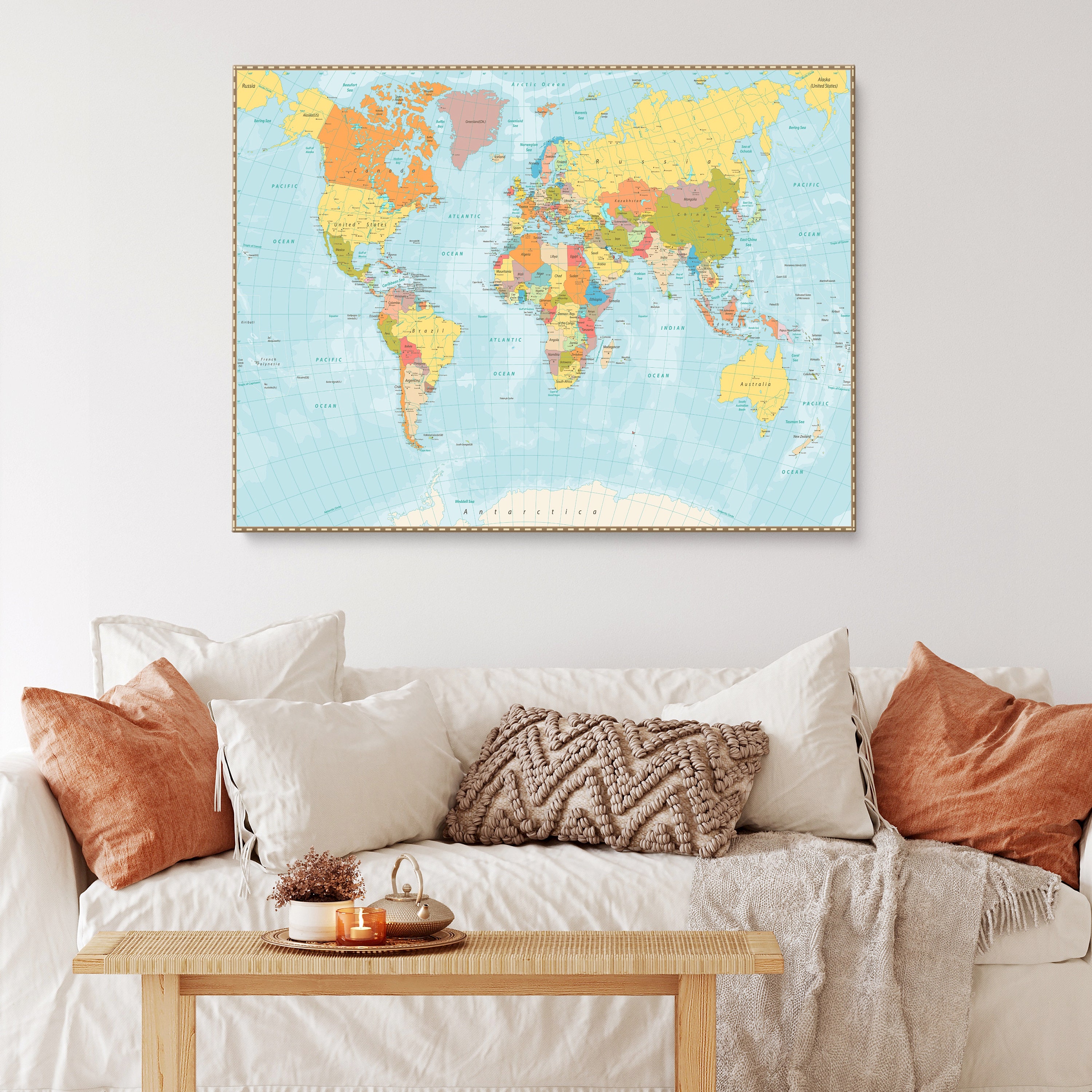 World Map Canvas Print: Push Pin Design - Modern Travel Decor - Etsy