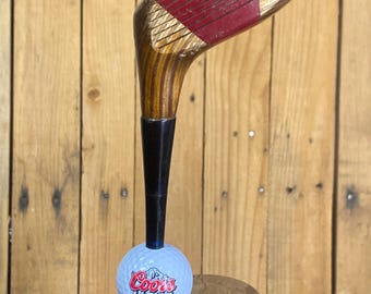 Coors Light Beer Tap Handle Vintage Wood Golf Club and Ball