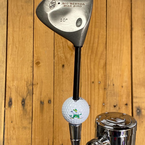 Notre Dame Beer Tap Handle Callaway Driver Golf Club on Golf Ball University of Notre Dame Fighting Irish