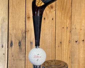 Golf Club Beer Tap Handle Vtg 4 Wood Driver and Titleist Ball