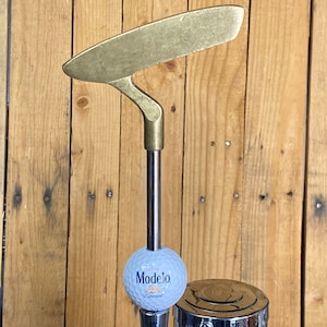 Modelo Beer Tap Handle Vtg Brass Putter Golf Club and Golf Ball
