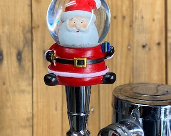 Santa Claus Mini Beer Tap Handle Snow Globe 3.5 Inch Short pull knob
