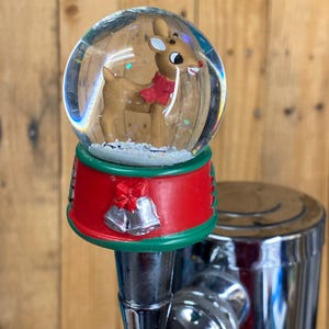 Rudolph the Red Nosed Reindeer Mini Beer Tap Handle Snow Globe Pull Knob 3.5 inch